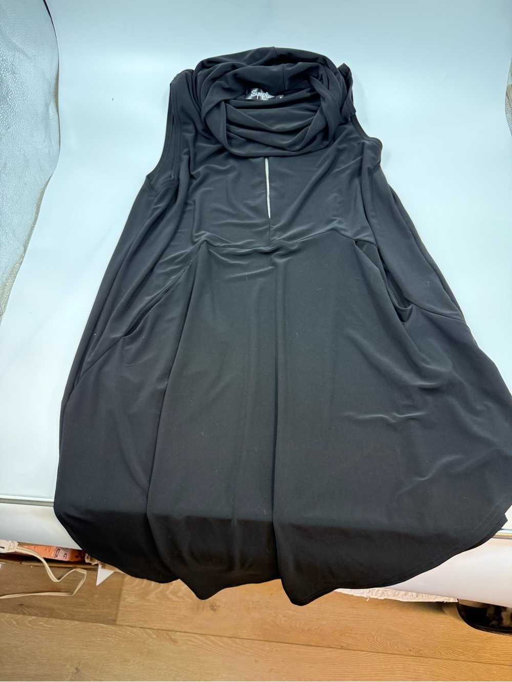 Sympli Black Asymmetrical Sleeveless Tunic